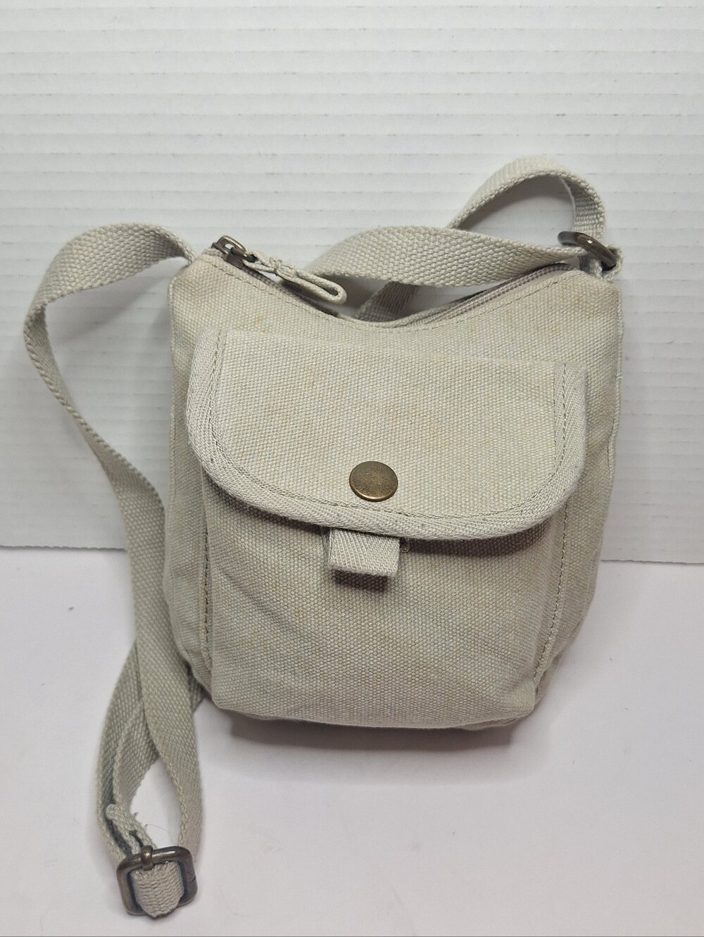 L.L. Bean Vintage Small Beige Cotton Canvas Crossbody Shoulder Camera Bag